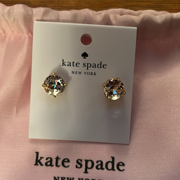 KATE SPADE CLEAR STUDDED EARRINGS. COMES W/ DUSTBAG NWT RETAILS $49 - Picture 2 of 3
